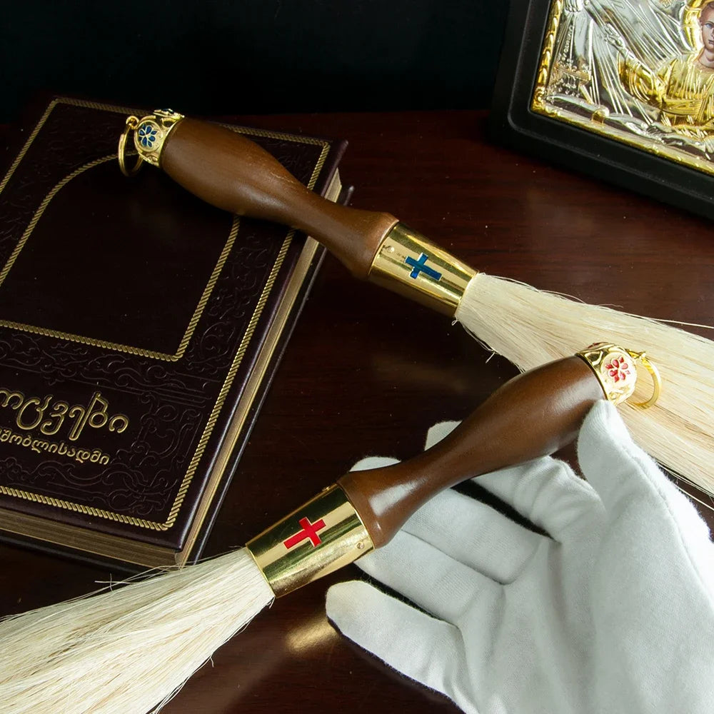 HTISOK Orthodox Holy Water Brush, 15" Wood Brush, Perfect for Baptism, Weddings & Religious Ceremonies