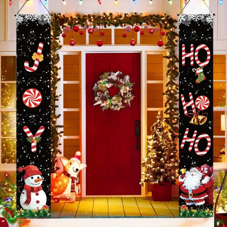 Christmas Hanging DoorBanner Antithetical Couplet Merry Christmas Party Decoration New Year 2026 Christmas Wall Banner Xmas Gift