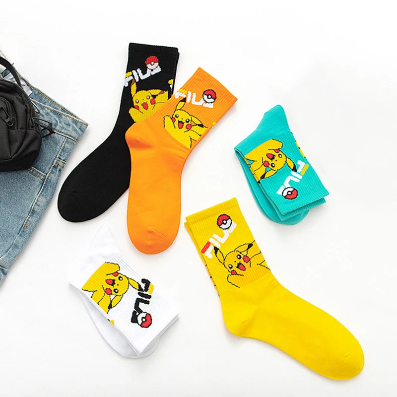 Bandai Pokemon cartoon socks men women Christmas Halloween Hip Hop Street Fashion Inspired Novelty Funny Casual Crew Socks