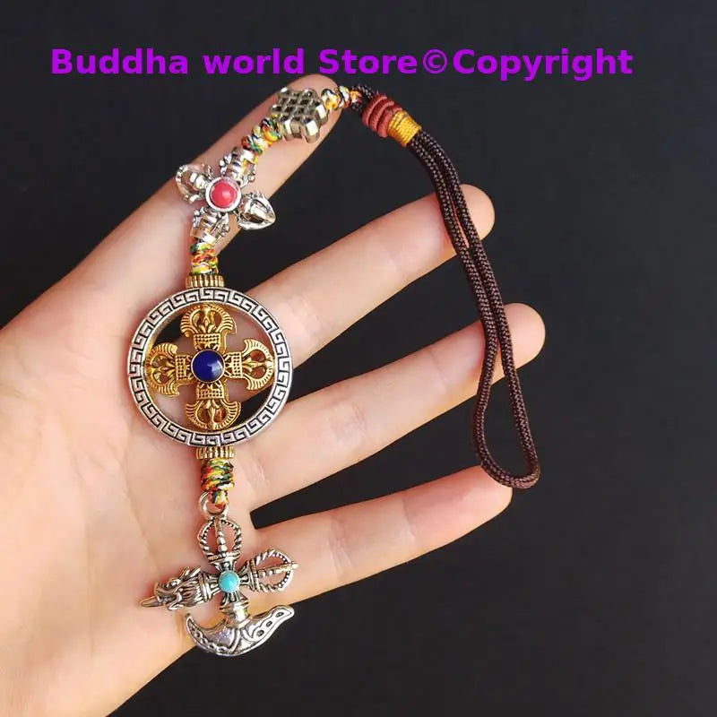 Wholesale Buddhist supplies GOOD 3P Efficacious Amulet Greco-Buddhist pocket travel CAR Safety Mantra Tibet Buddha Vajra Pendant