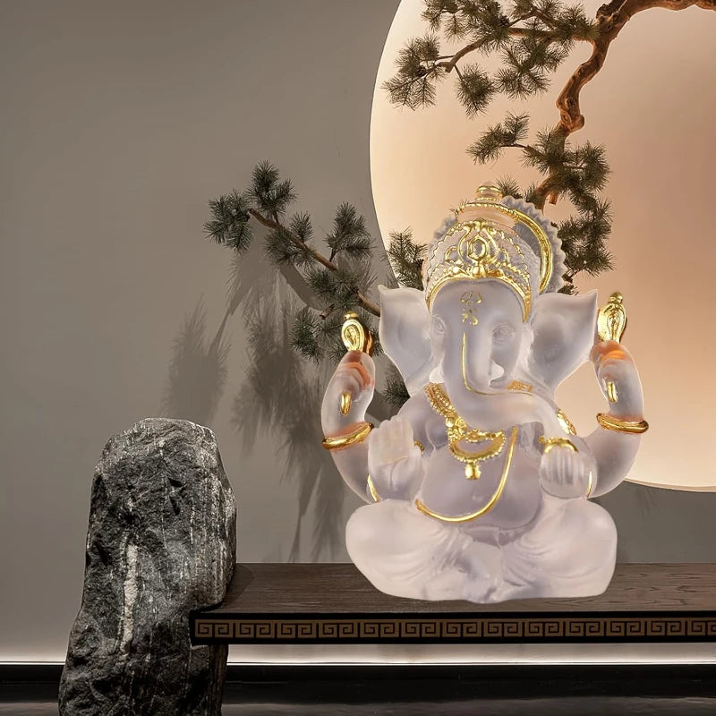 Divine Ganesha Statue Elephant God Decor Luxury Thai Buddha Idol Hindu Temple Art Altar Showpiece Gift for Blessings Meditation