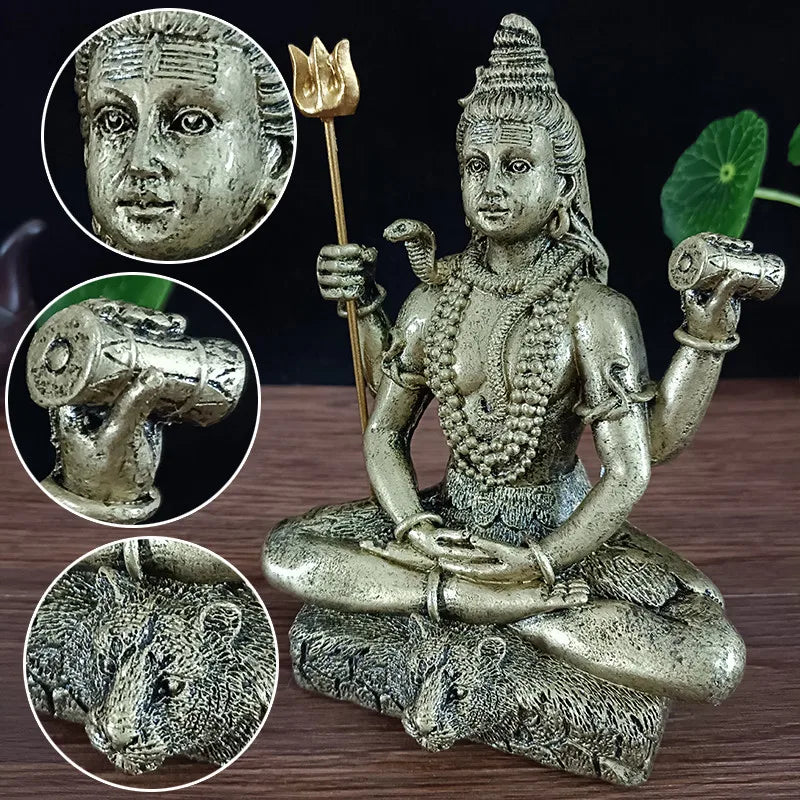 Golden Shiva Statue Hindu Ganesha Vishnu Buddha Figurine Sculpture Room Office Home Decoration India God Feng Shui Crafts