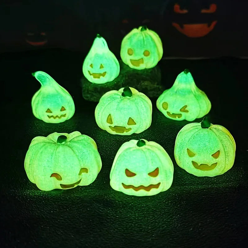 8PCS Halloween Ghost Simulation Small Pumpkin Ornament Home Desktop Living Room Micro Landscape Ornament Resin Diy Crafts 2025
