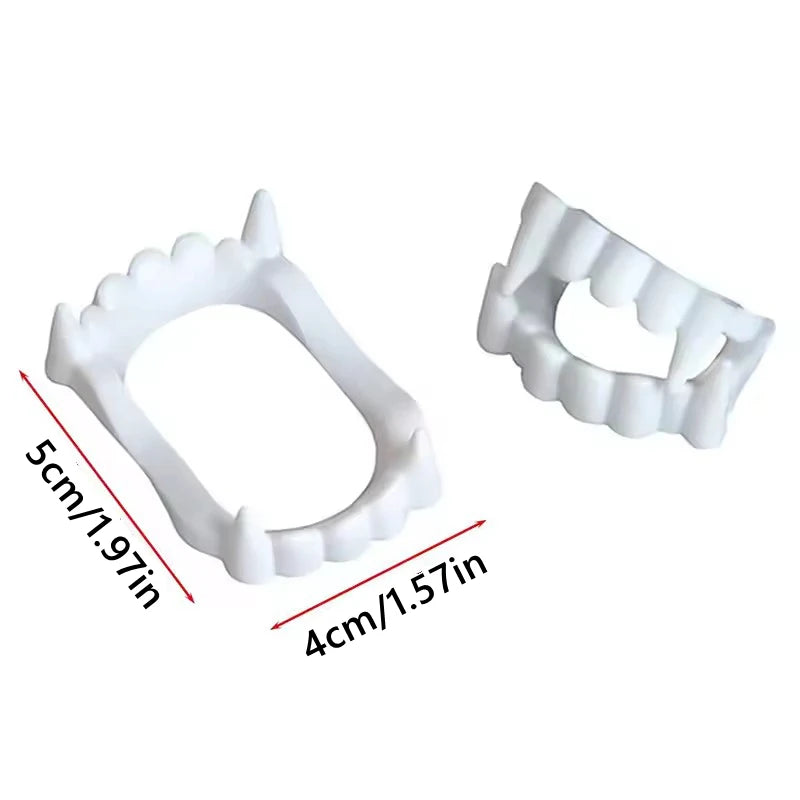 10pcs Halloween Party Prank Toys Simulation Rotten Teeth Vampire Denture Masquerade Cosplay Fake Teeth Trick Props