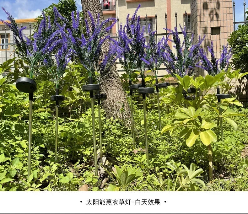 2025 New Purple Lavender Flower Solar Garden Lights Outdoor Decorative Lawn Lamp for Patio Yard Decor
