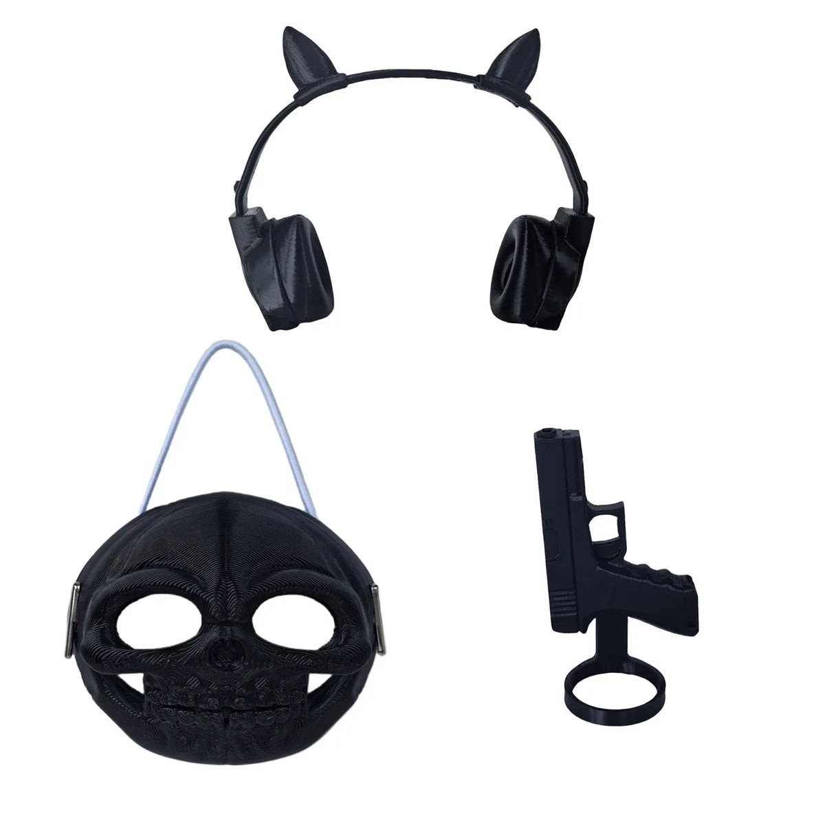 Plush Doll Funny Kit-Creative Mask Headphones Gun Doll DIY Accessories Outfit Clothes for Labubu Halloween Dress Up