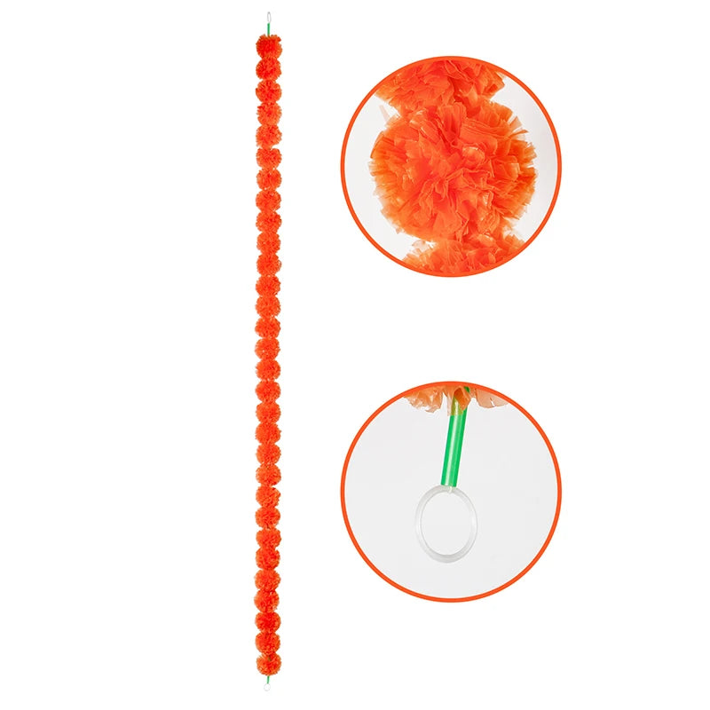 1.5m Marigold Flower Garland Plastic Artificial Flowers Indian Diwali Traditional Festival Wreath Day of The Dead Party Decor