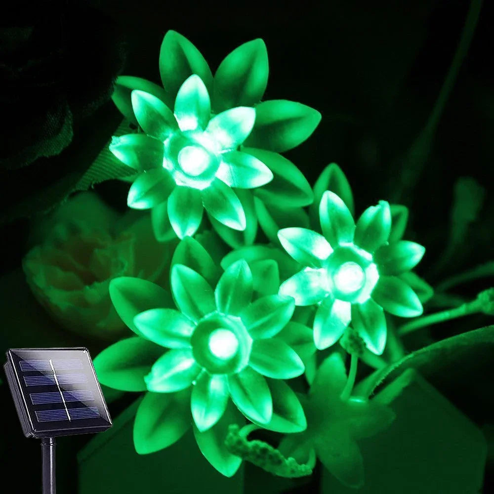 5-12m Led Solar String Lotus Sakura Flower Cherry Flower Lights LED Outdoor Waterproof Festival Garden Decorative Lights