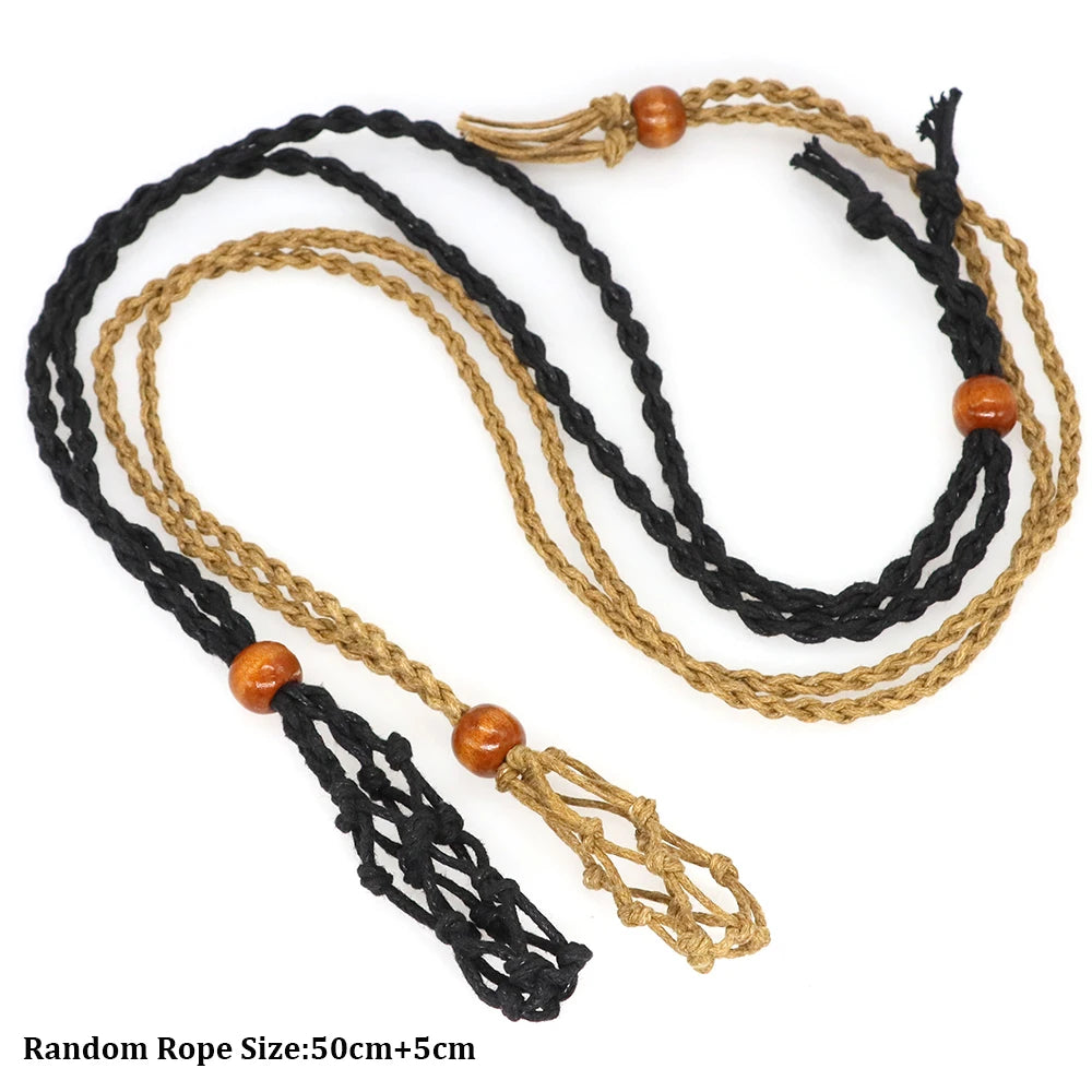 Adjustable Necklace Empty Stone Holder Wax Rope Copper Cage Metal Copper Chain Pendant Net Bag Crystal Gems  Jewelry Accessories