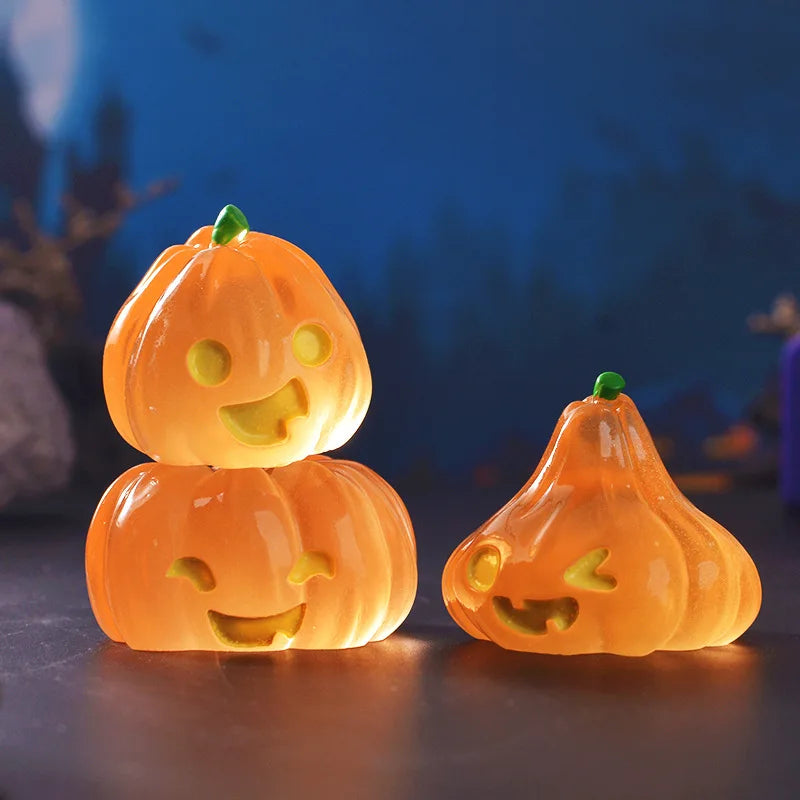 8PCS Halloween Ghost Simulation Small Pumpkin Ornament Home Desktop Living Room Micro Landscape Ornament Resin Diy Crafts 2025