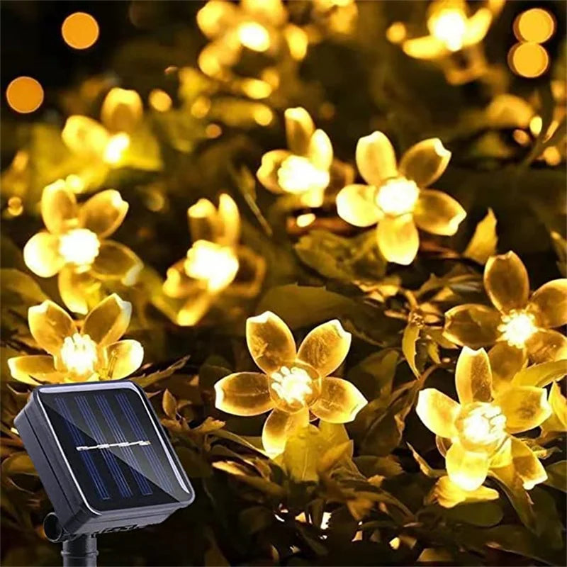 Outdoor Garden Solar Flower Light, Waterproof Solar String Lights, Fairy Simulation Floral Garlands, Christmas Decoration Lamp.
