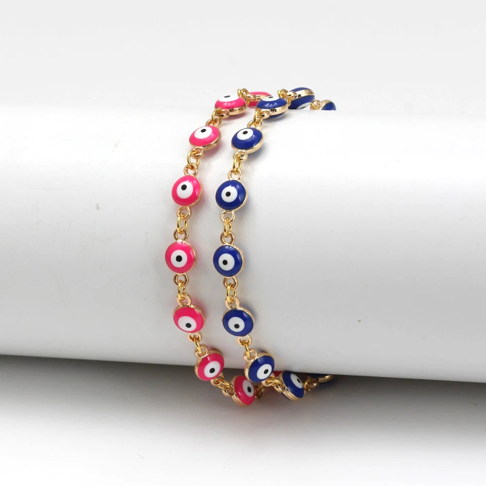 EVIL EYE Adjustable Alloy Foot Chain Women Anklet Drop Oil Turkish Evil Eye Anklet tobilleras mujer תכשיטים chaine de cheville