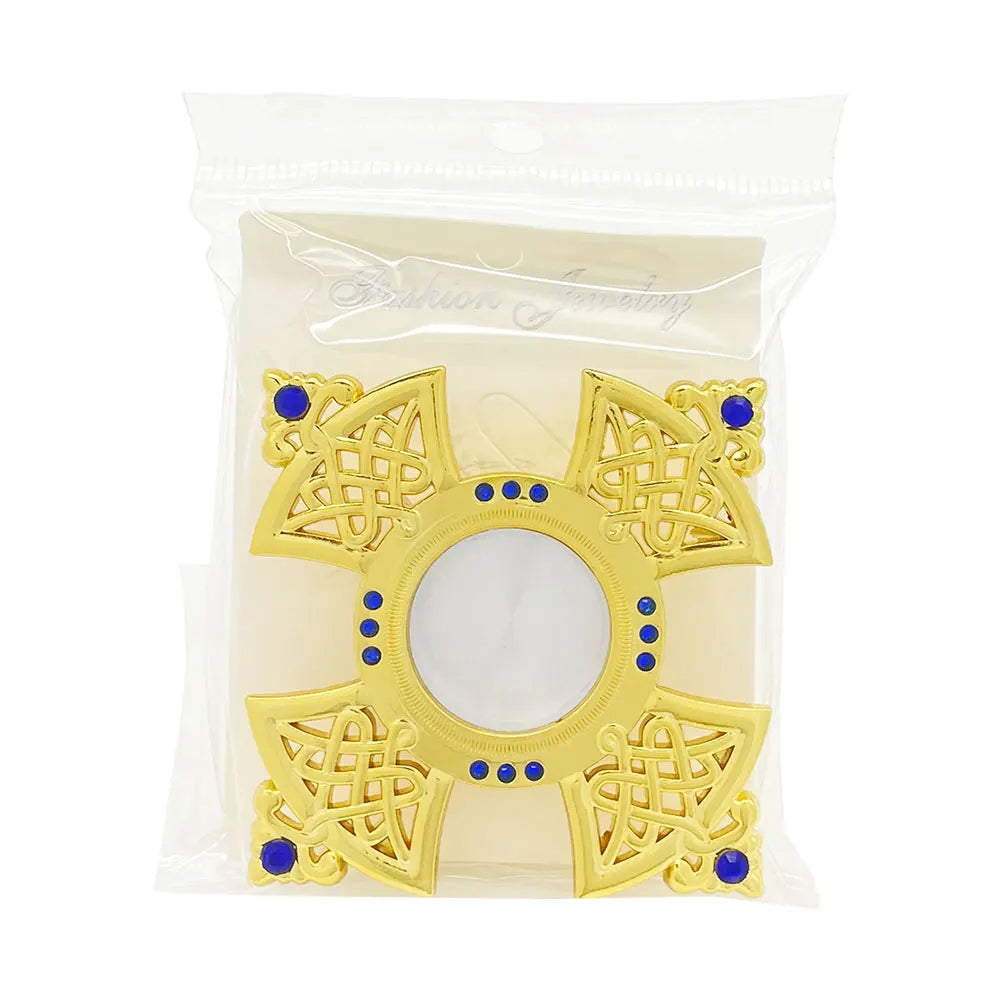 HTISOK Orthodox Holy Water Vessel Gold Plated Alloy with Celtic Cross Church Sanctuary Family Spiritual Space Religious Decor