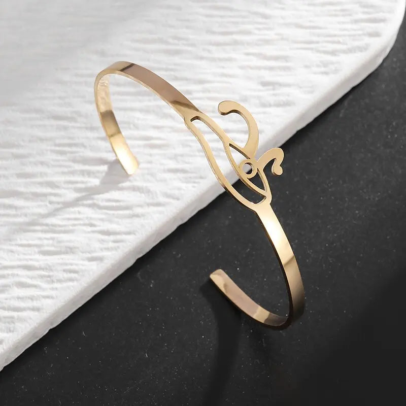 Stainless Steel Hindu Lotus Mandala Open Bracelet Women Fashion Cuff Bangle Casual Sports Yoga Jewelry