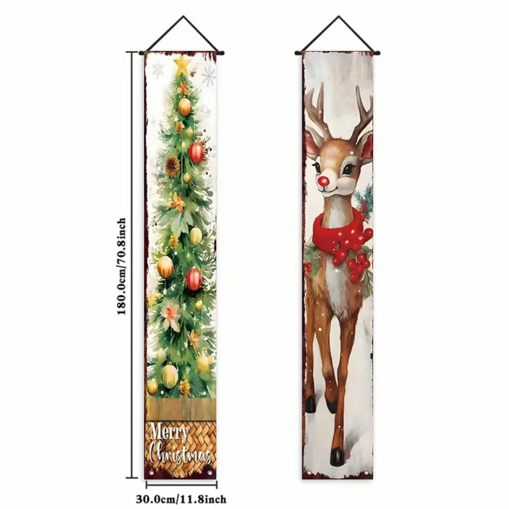 Christmas Hanging DoorBanner Antithetical Couplet Merry Christmas Party Decoration New Year 2026 Christmas Wall Banner Xmas Gift
