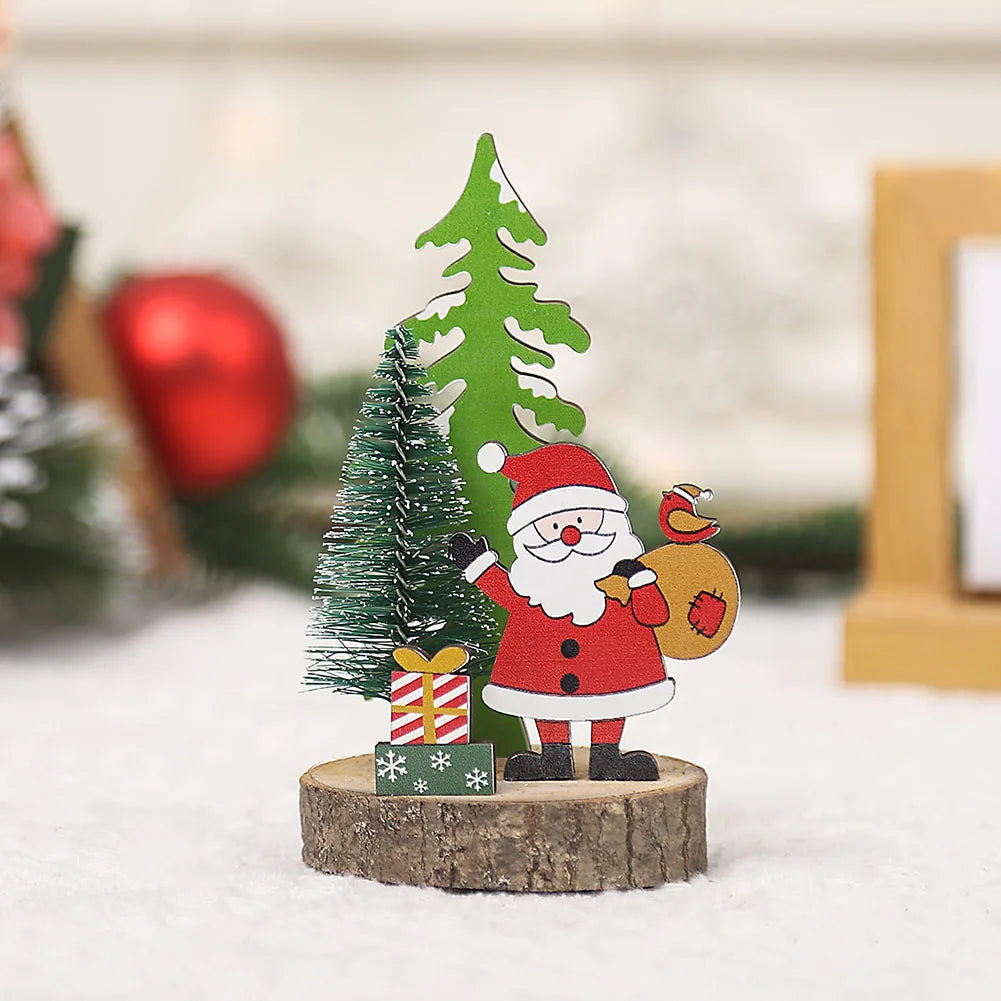 Christmas Wooden Ornaments Xmas Tree Pendant Santa Claus Crafts Table Decor Christmas Tree Decor Xmas Gifts New Year 2024
