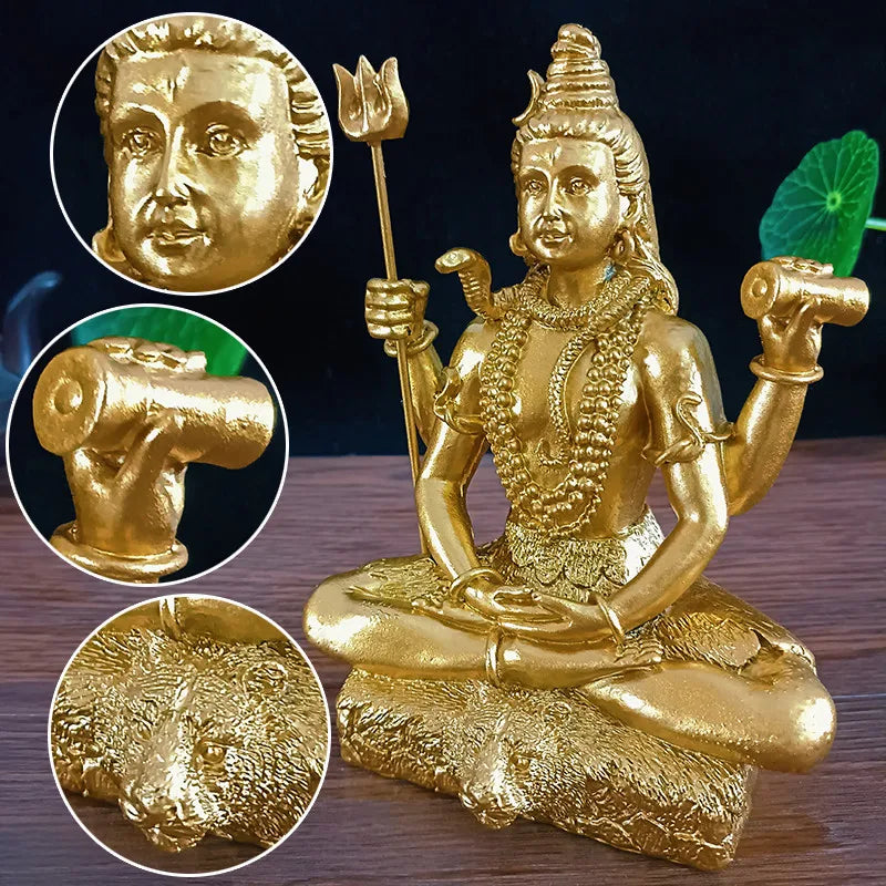 Golden Shiva Statue Hindu Ganesha Vishnu Buddha Figurine Sculpture Room Office Home Decoration India God Feng Shui Crafts
