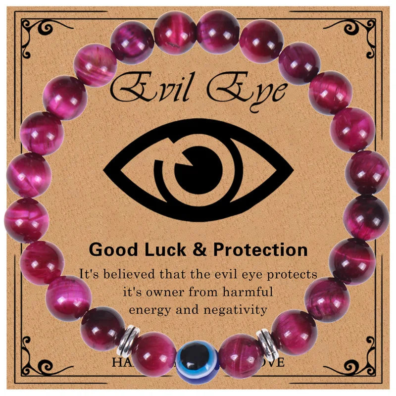Evil Eye Bracelet for Men 8mm Tigers Eye Stone Bracelet Protection Bracelet Natural Stone Bracelet Bring Luck  Jewelry Gifts