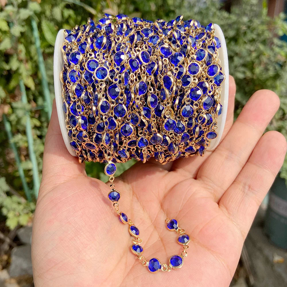 Colorful Evil Eye Beads Chains Stainless Steel Link Pearl Beaded Chains Turkey Eye Link Chain for Necklace Making Jewelry DIY