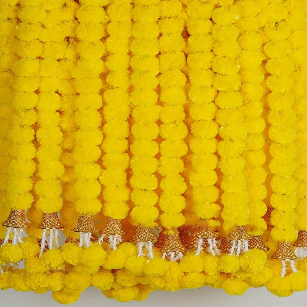 Long Strands Artificial Marigold Garland Pooja Diwali Fiesta Indian Décor Marigold Flower Garlands Pooja Wedding Events Decor