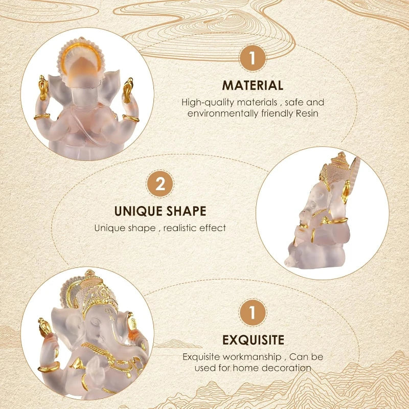 Divine Ganesha Statue Elephant God Decor Luxury Thai Buddha Idol Hindu Temple Art Altar Showpiece Gift for Blessings Meditation