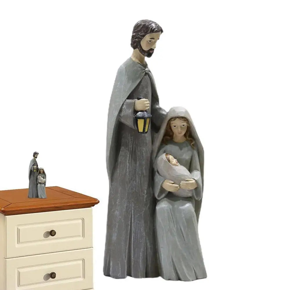 Christmas Holy Family FigurinesPiece Nativity Scene Figurine Wooden Christmas Religious Art Decor Statue Suitable For Home