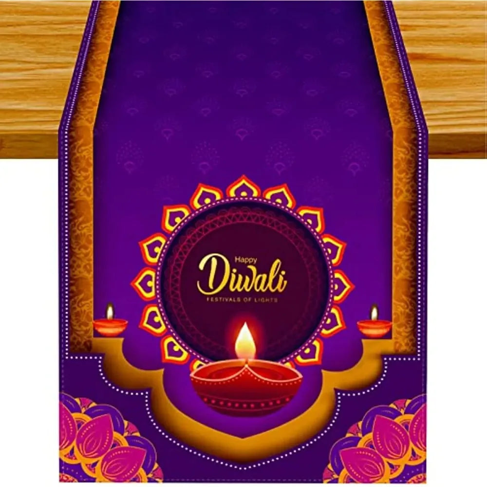 Happy Diwali Table Runners Candlestick Decoration Indian Diwali Home Kitchen Table Decorations and Household Supplies