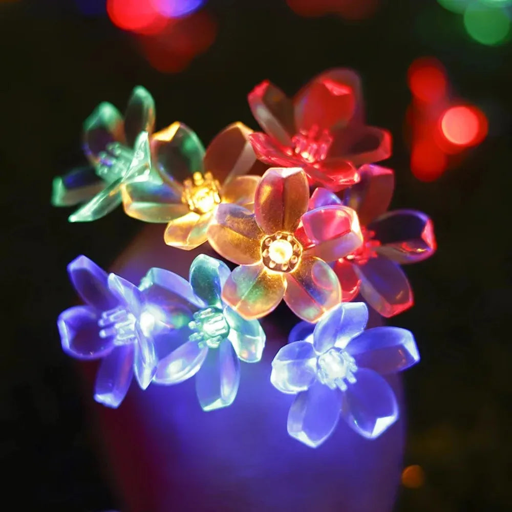 Outdoor Garden Solar Flower Light, Waterproof Solar String Lights, Fairy Simulation Floral Garlands, Christmas Decoration Lamp.