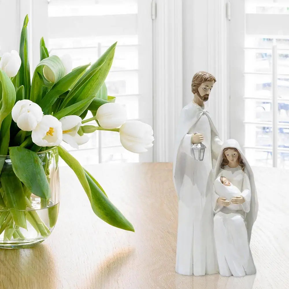 Christmas Holy Family FigurinesPiece Nativity Scene Figurine Wooden Christmas Religious Art Decor Statue Suitable For Home