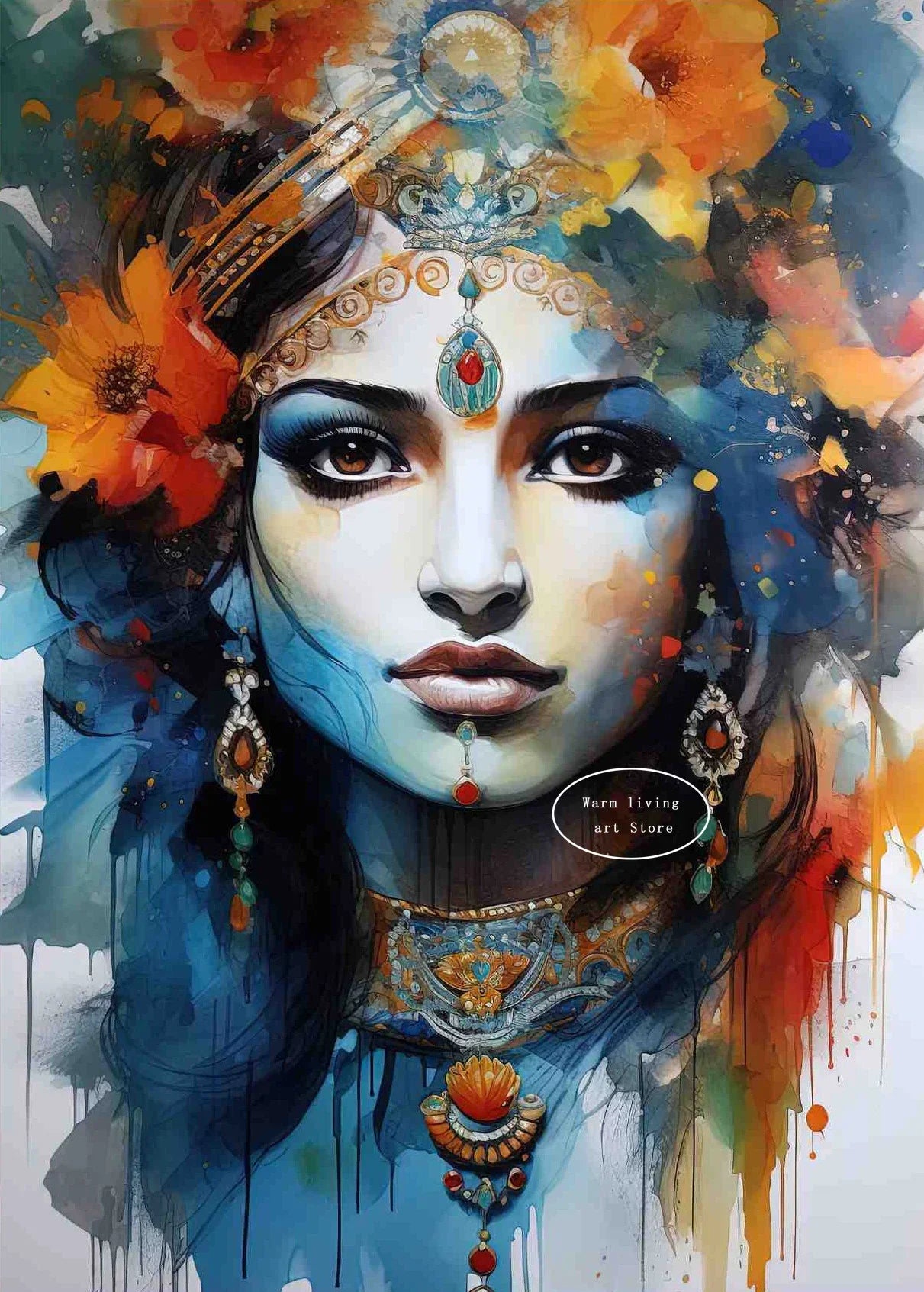 Lakshmi Krishna Buddha Shiva Ganesha Hindu Deity Canvas Wall Art  Spiritual Home Decor Posters  Prints