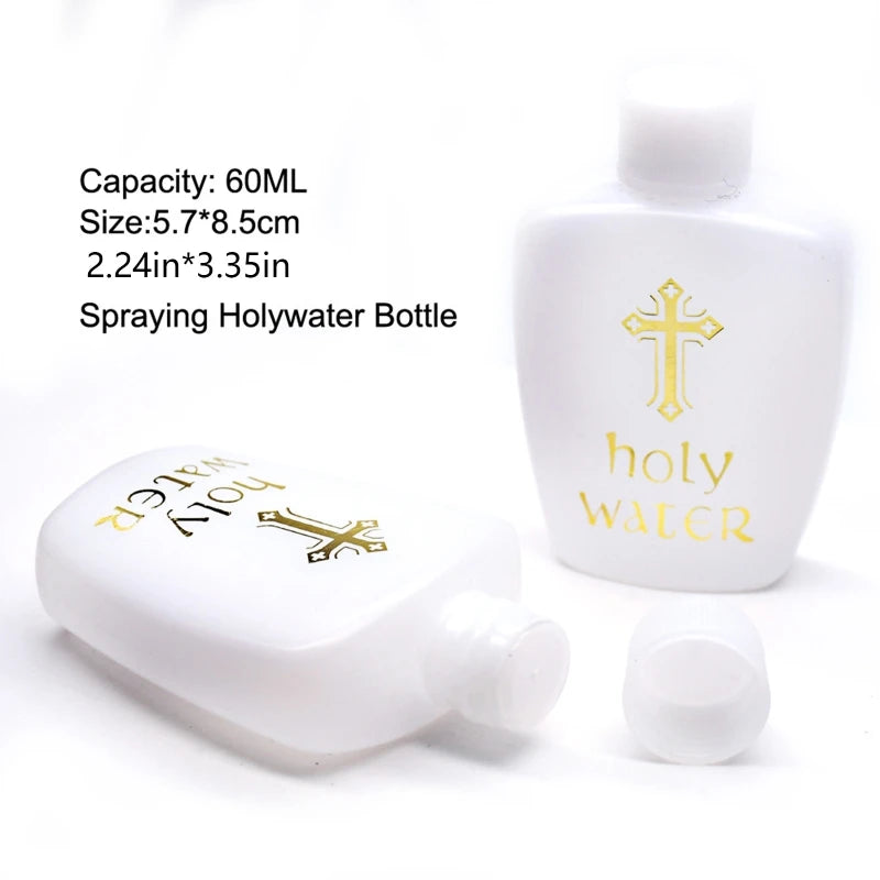Catholic Bottle Empty Holy Water Bottles 60ml Catholic Christian Holy Water Bottle Gold for Cross Holds Lourdes Water