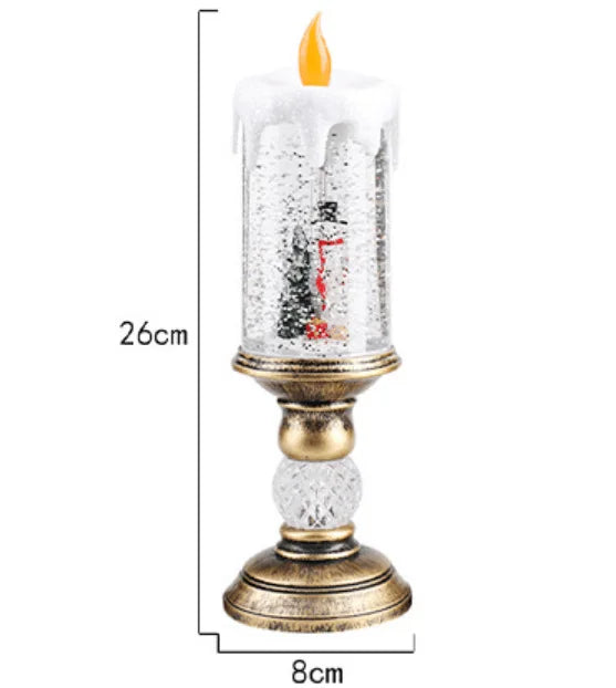Christmas Decorations Water Filled Candles with Scene Crystal Lights Snowfall Effect Santa Claus Figurine Perfect Holiday Gift