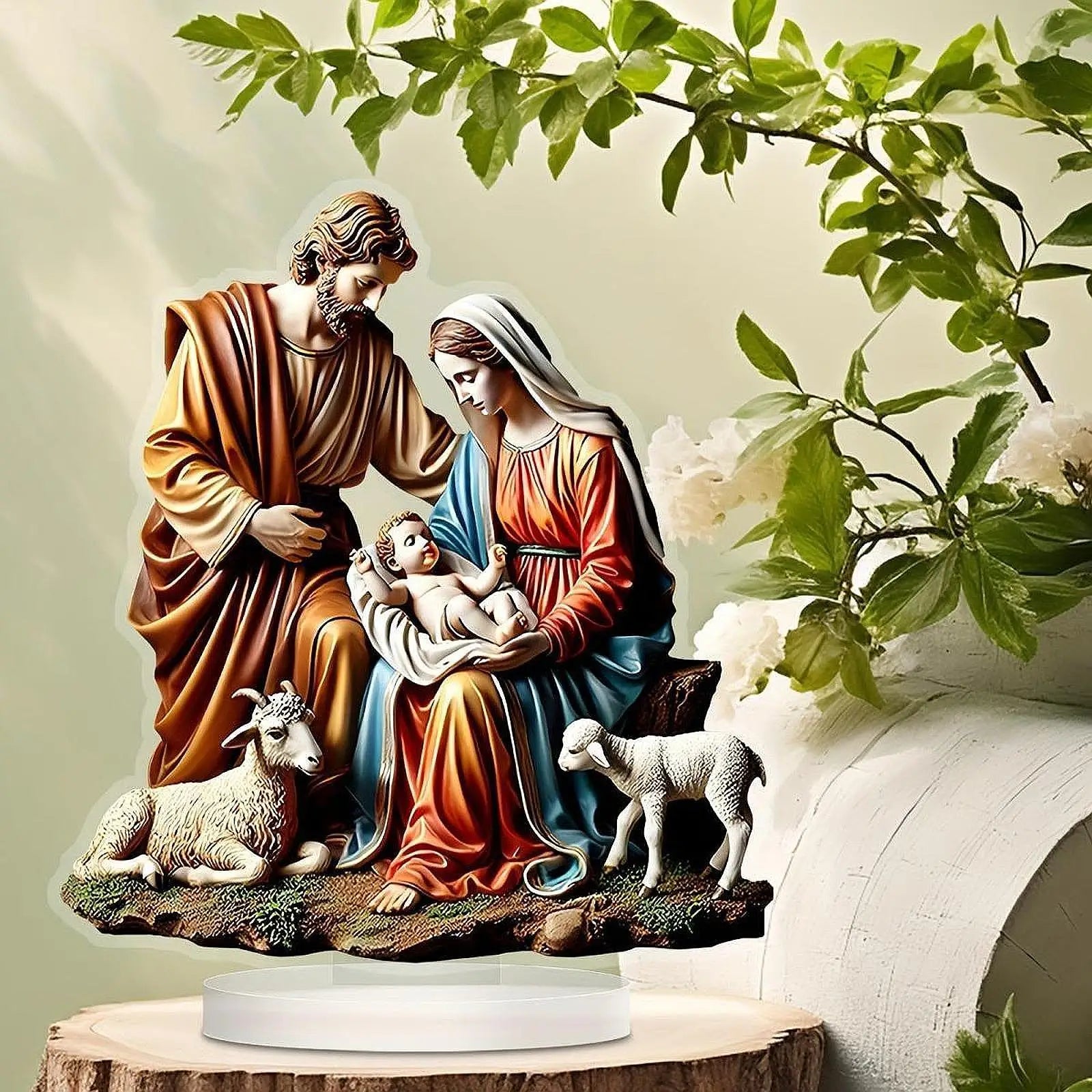 Virgin Mary and Jesus Statue Gifts Christmas Nativity Figurines for Tabletop