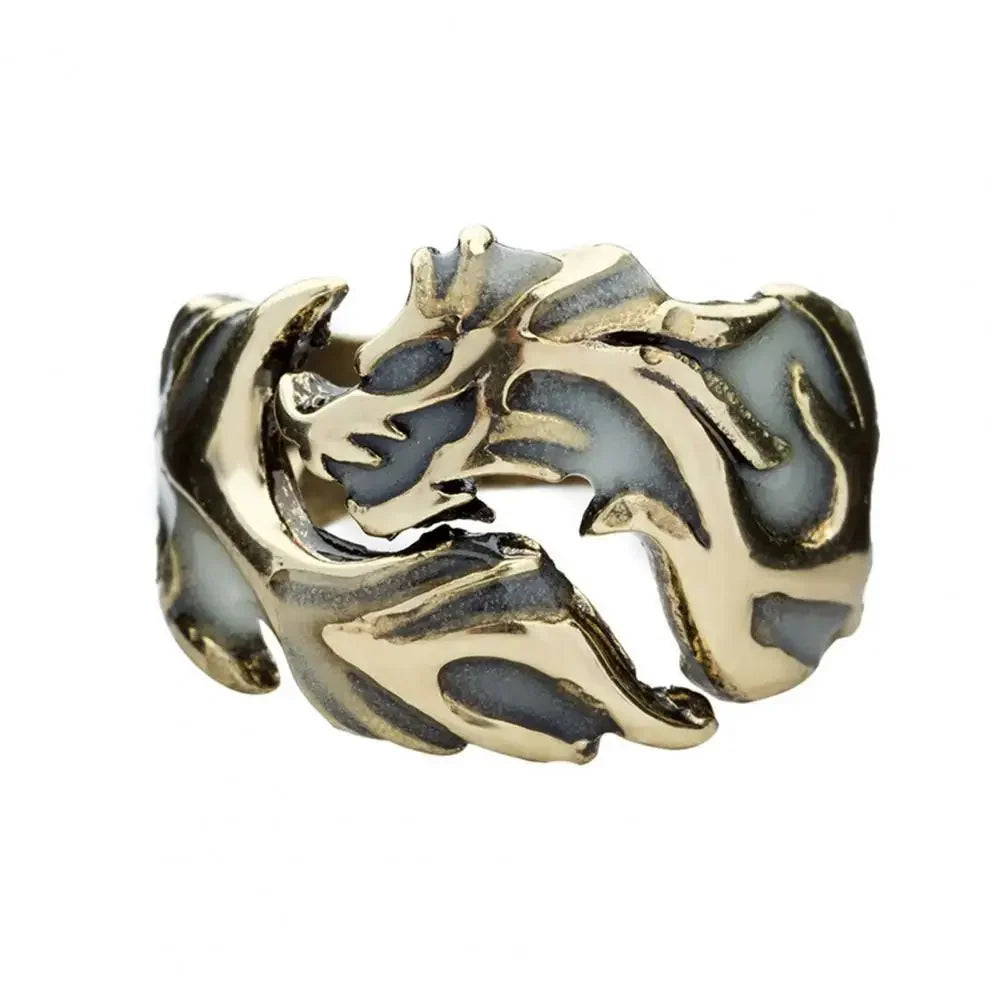 Luminous Dragon Rings Gothic Adjustable Men Stainless Steel Rings Unique Jewellery Vintage Halloween Gifts for Friends Anillos
