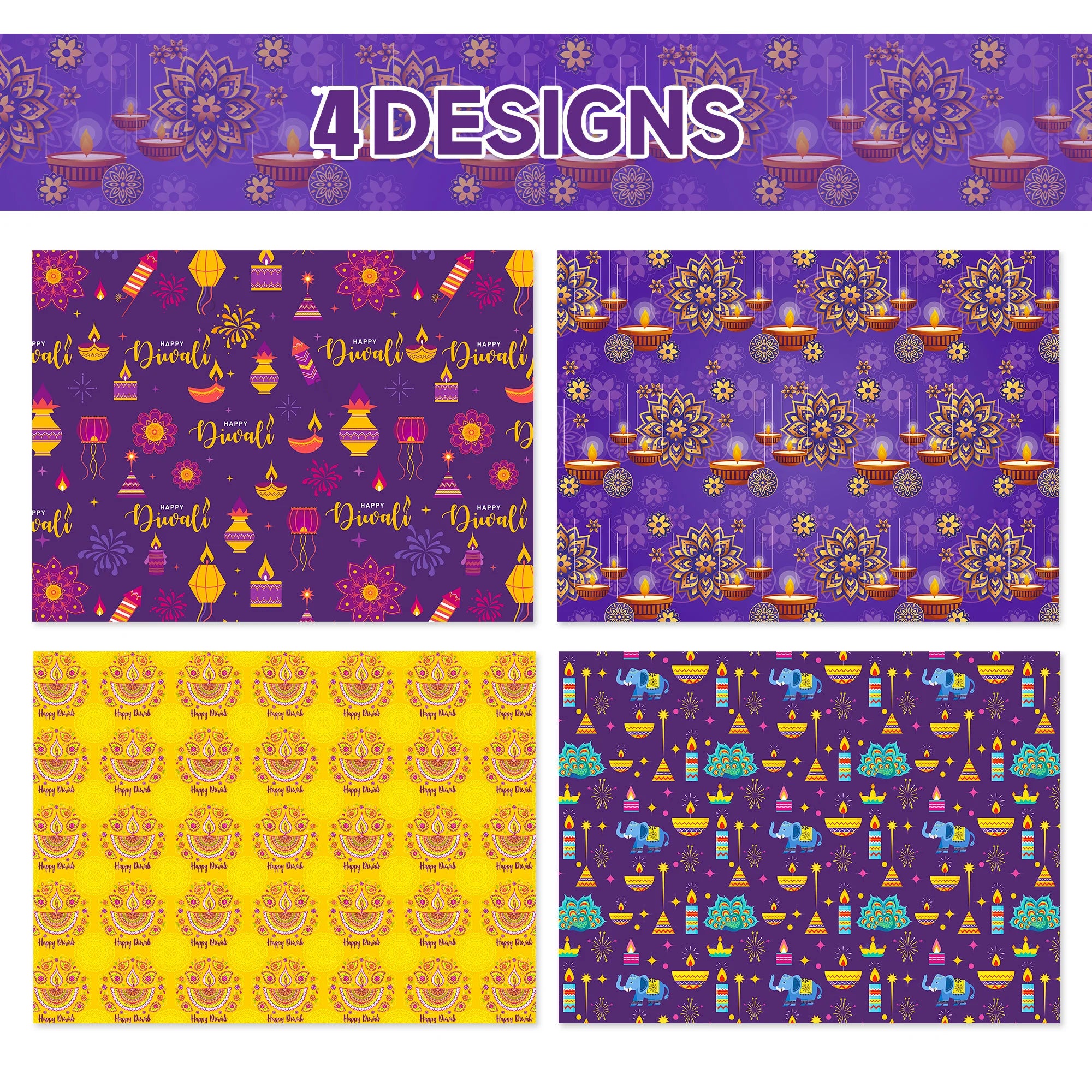 12pcs Diwali Festival Wrapping Material Paper Baby Shower Party Gifts Decorative Packing Craft Papers