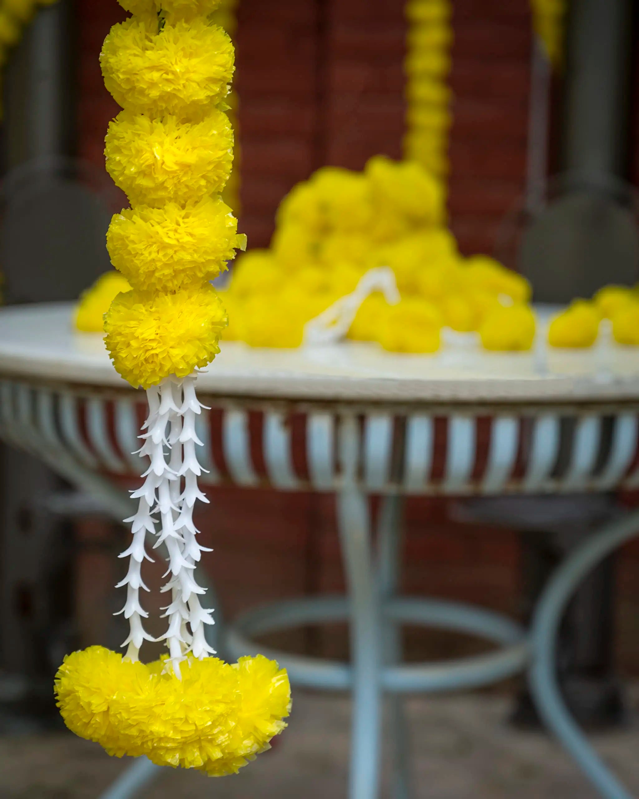 5-50pcs Marigold Flower Garlands Artificial Flower Garland for Indian Décor,Pooja, Diwali, Fiesta Day of The Dead, Mexican Party