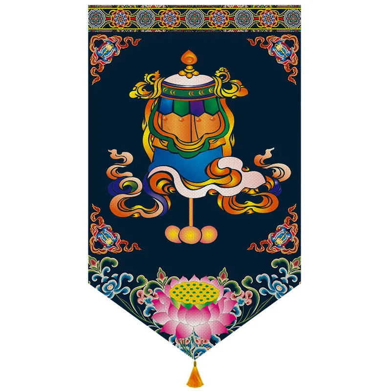 Wholesale Buddhist supplies # HOME Temple altar Wall decor Auspicious blessing Kalachakra Hanging decoration painting Ornament