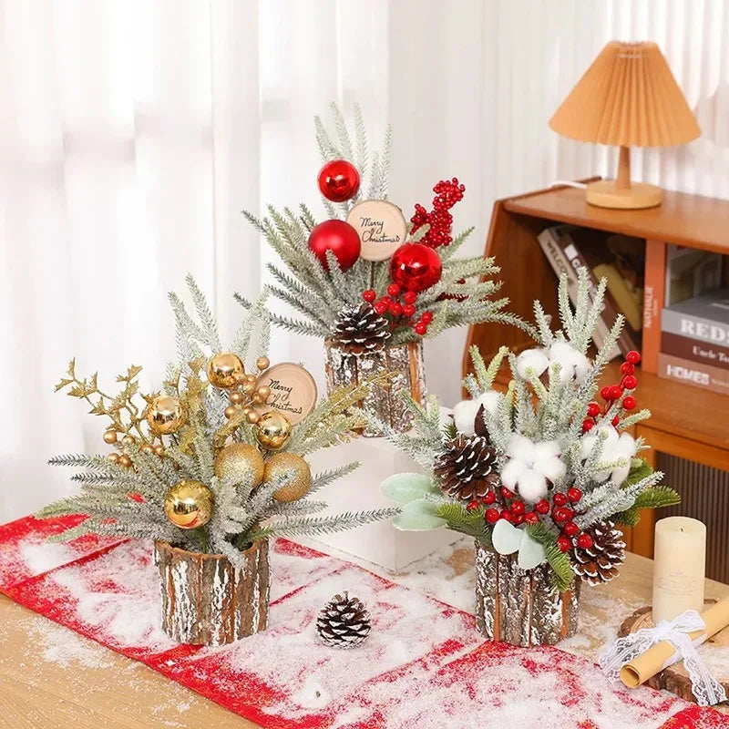 Christmas Tree Desktop decoration Holiday Ornaments Artificial Christmas Tree Red Berry For Christmas Decorations Festival gifts