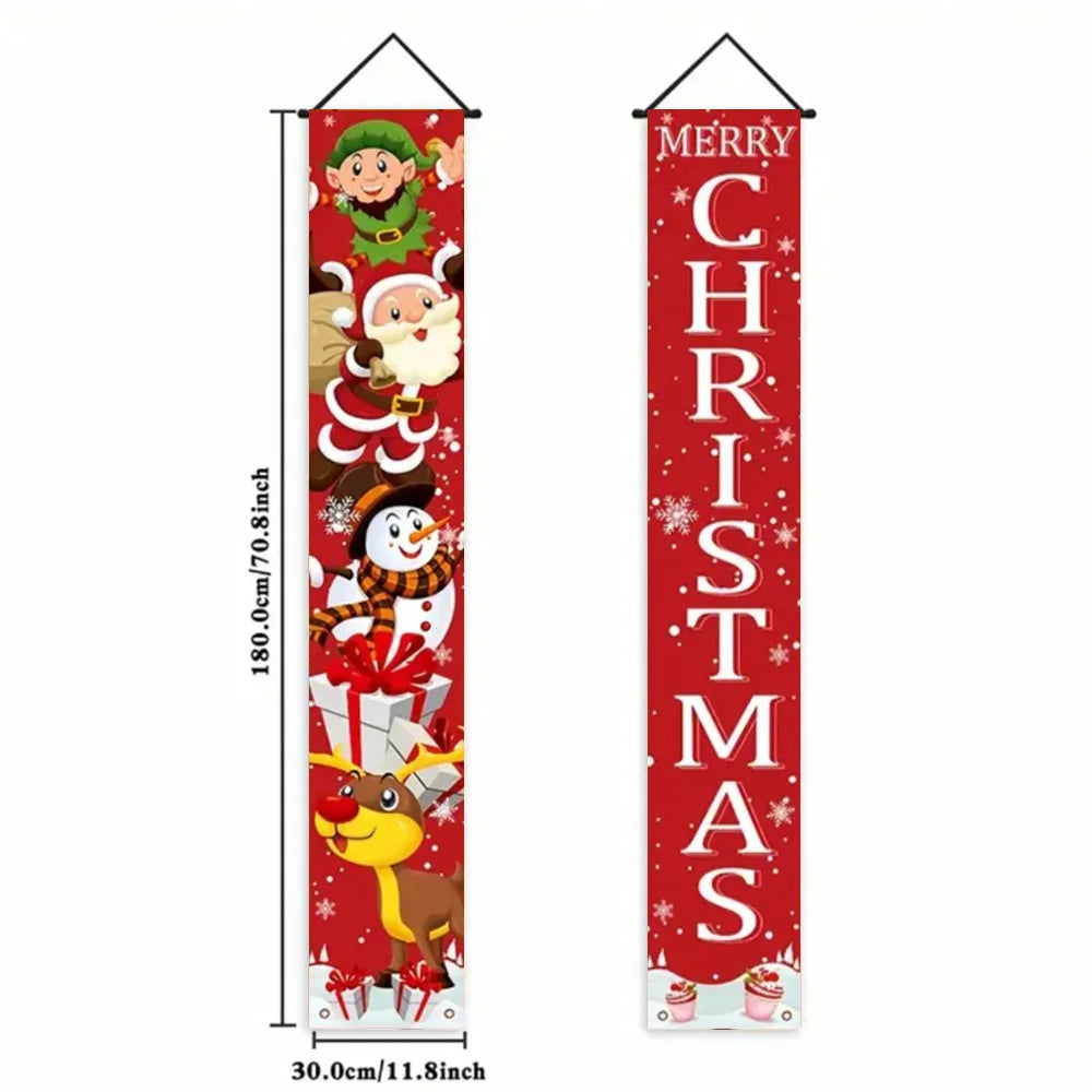 Christmas Hanging DoorBanner Antithetical Couplet Merry Christmas Party Decoration New Year 2026 Christmas Wall Banner Xmas Gift