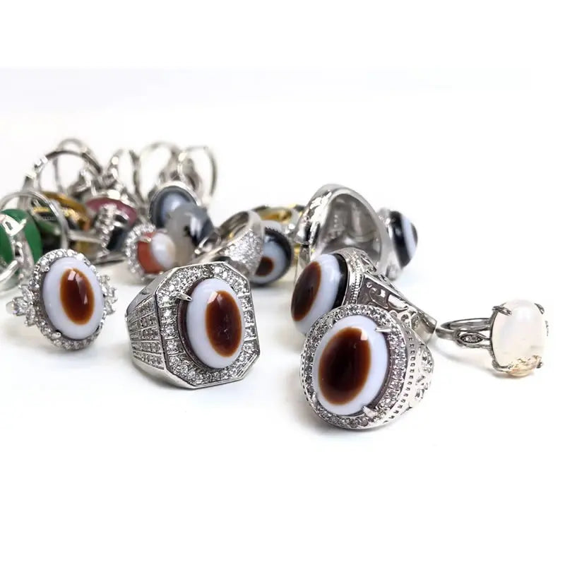 Gothic Evil Eye Ball Design Charm Ring for Men and Women, Crystal opal Jewelry, Punk Finger Accessories, Stainless Steel