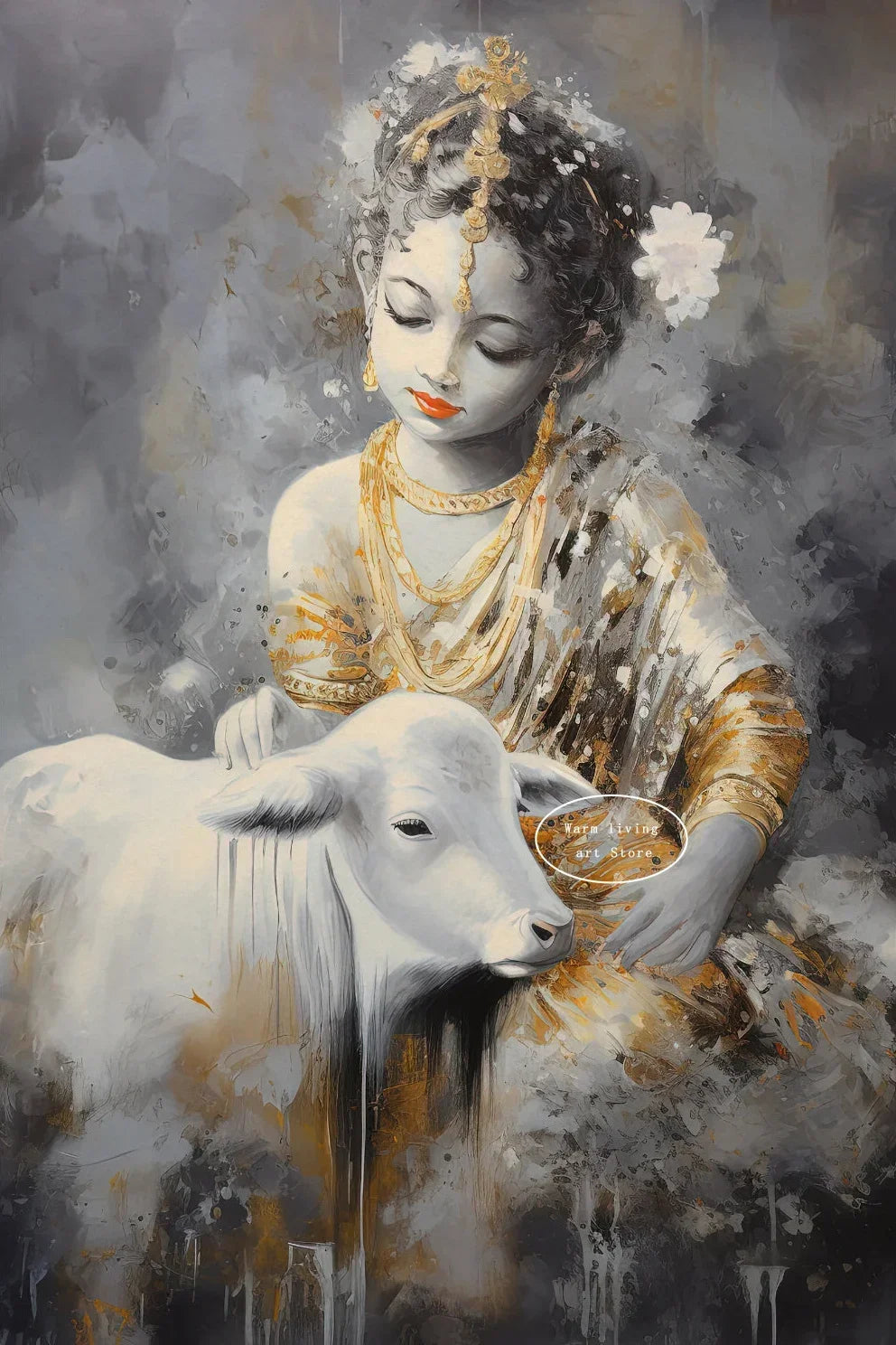 Lakshmi Krishna Buddha Shiva Ganesha Hindu Deity Canvas Wall Art  Spiritual Home Decor Posters  Prints