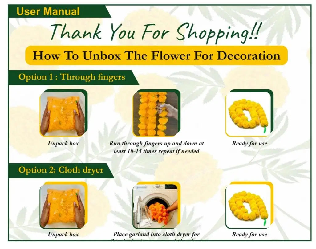 5-50pcs Marigold Garland For Decoration 5 Ft Artificial Flower Garland Mexican Fiesta Day of The Dead/Diwali Pooja Decor/Wedding