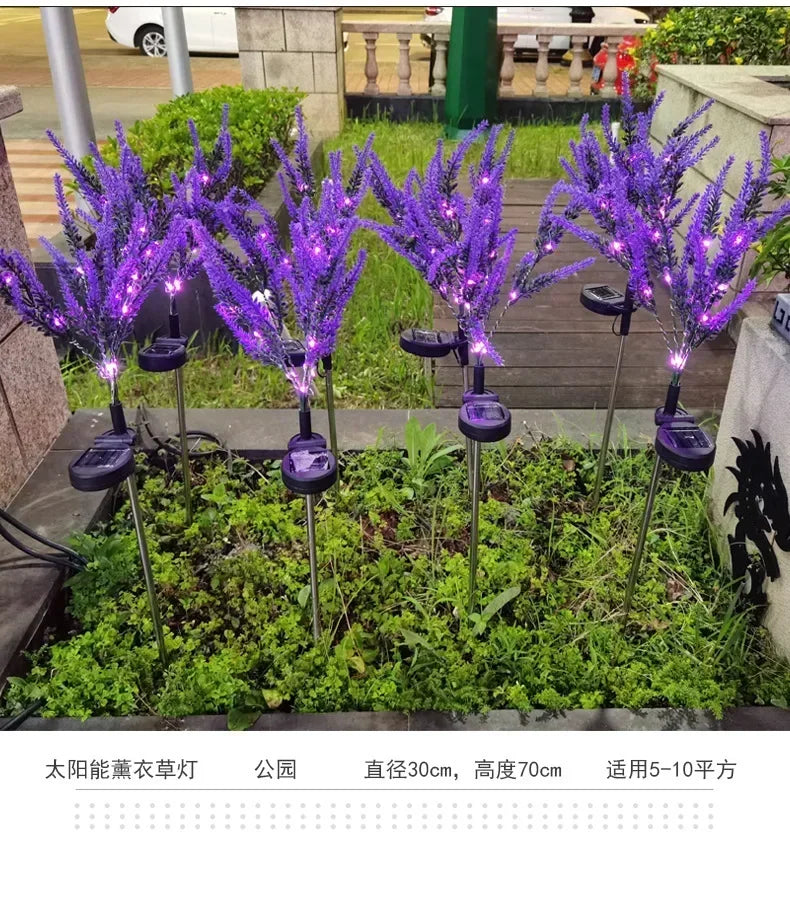 2025 New Purple Lavender Flower Solar Garden Lights Outdoor Decorative Lawn Lamp for Patio Yard Decor