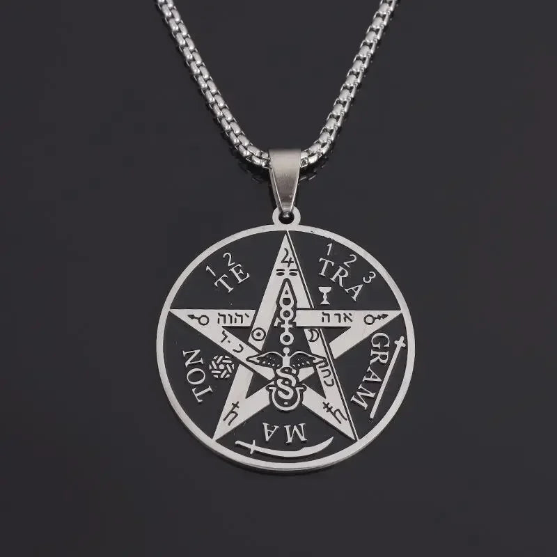 Vintage Hindu Symbols Rune Amulet Pendant Necklace Charm Men\'s Religious Style Prayer Amulet Jewelry Gift