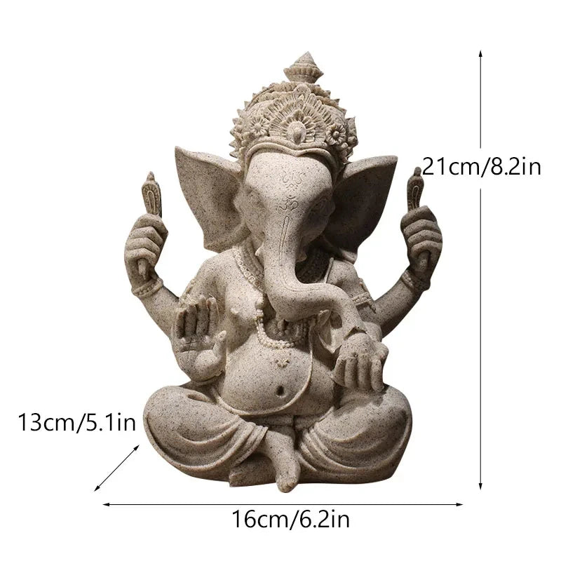 Vilead Sandstone Indian Ganesha Elephant God Statue Religious Hindu Fengshui Buddha Sculpture Shop Office Home Decoration Crafts