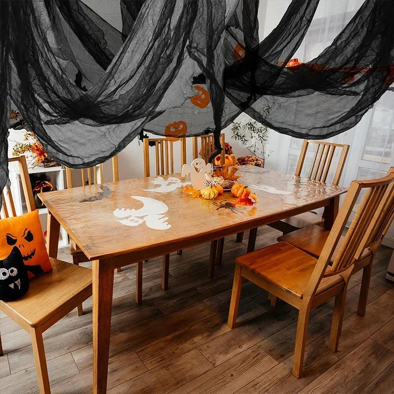 Halloween Decor Props Set Creative Horror Ghost Black Gauze With Spider Latex Balloons Halloween Party Decors Supplies Globos