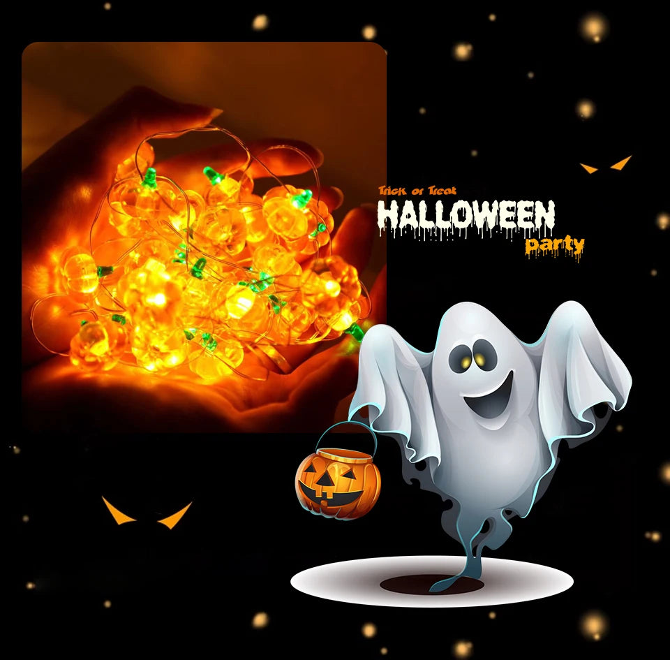 Halloween Cubic Pumpkin String Lights 1/2/3M Warm White Always Bright Event Party Decoration Creative Ambient Lights