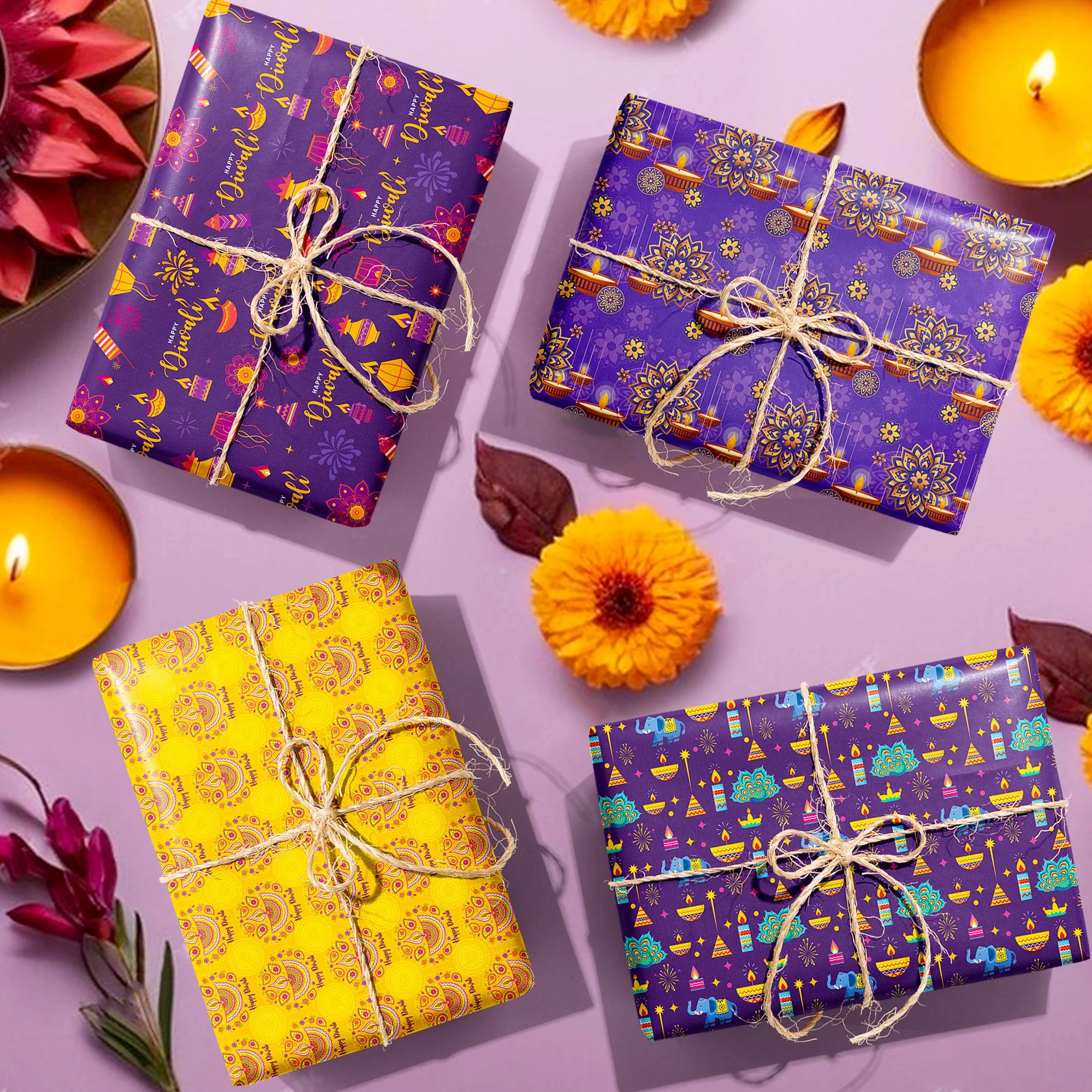 12pcs Diwali Festival Wrapping Material Paper Baby Shower Party Gifts Decorative Packing Craft Papers