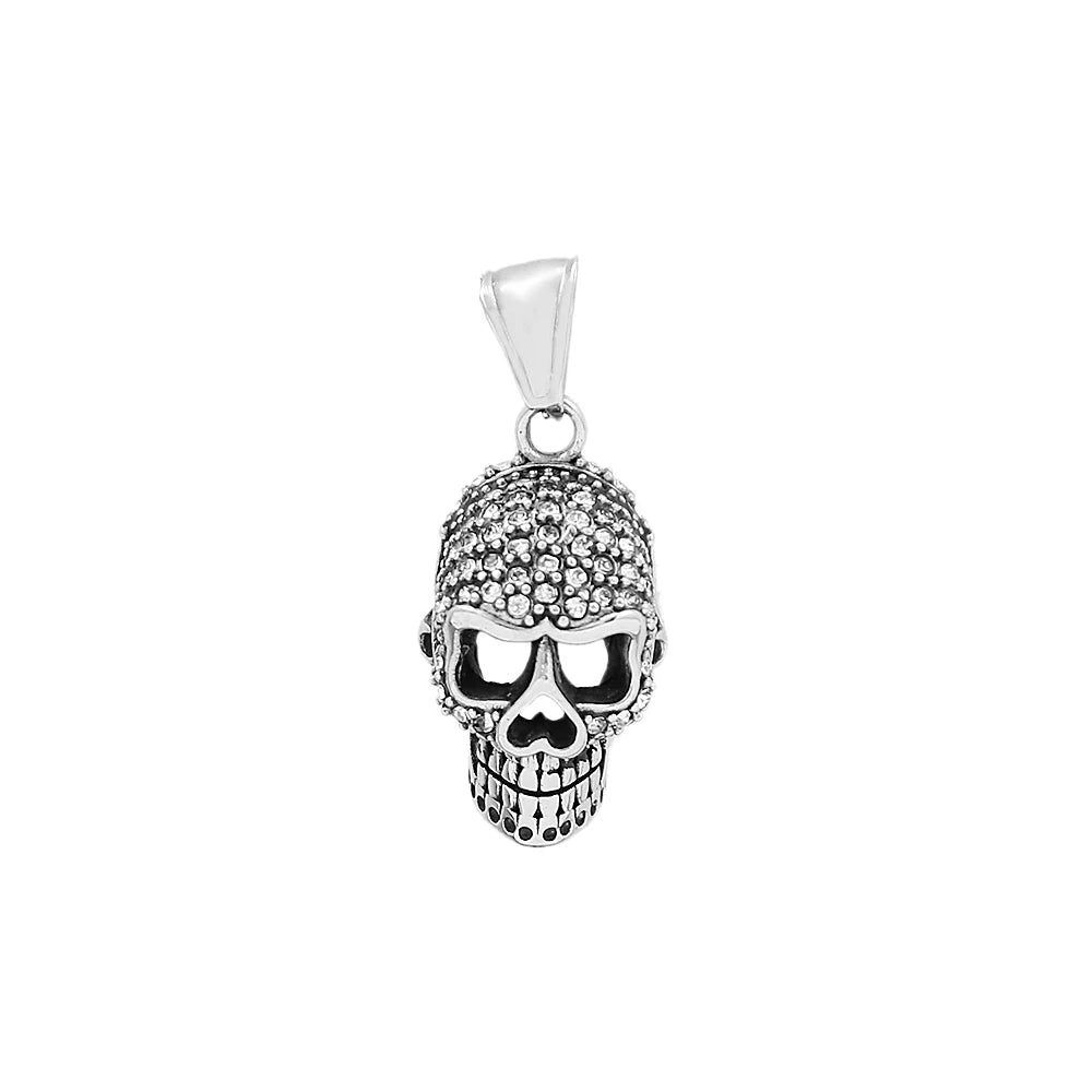 Gothic Hip Hop Skull Pendant Necklaces For Men Stainless Steel Punk Fashion Skeleton Necklace Halloween Jewelry Gifts Wholesale