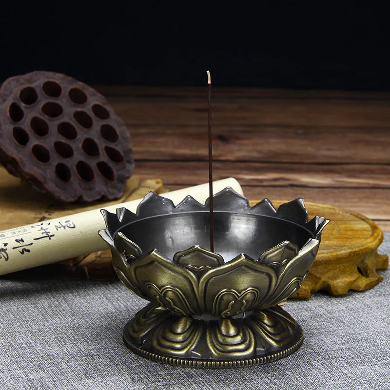 Copper Tower Incense Burner Sandalwood Incense Burner Lotus Incense Burner Incense Plug Ornaments Buddhist Temple Home Interior